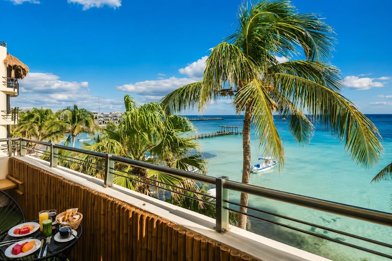Vista al mar Caribe desde Playa del Carmen